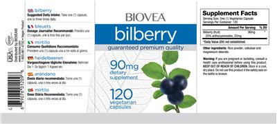 Photo of the BIOVEA Bilberry 90 mg label