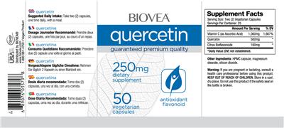 Photo of the BIOVEA Quercetin 250 mg label