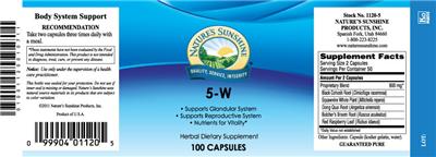 Photo of the Nature's Sunshine 5-W label
