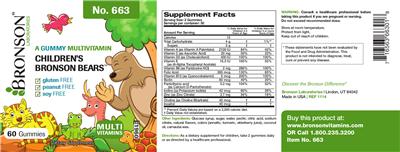 Photo of the Bronson Laboratories Children's Bronson Bears label