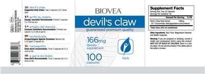 Photo of the BIOVEA Devil's Claw 166 mg label