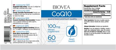 Photo of the BIOVEA CoQ10 100 mg label