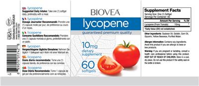 Photo of the BIOVEA Lycopene 10 mg label