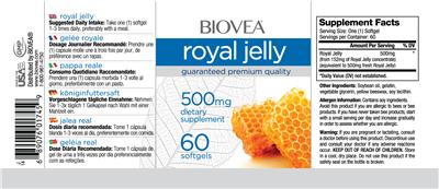 Photo of the BIOVEA Royal Jelly 500 mg label