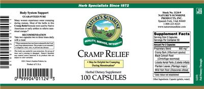 Photo of the Nature's Sunshine Cramp Relief label