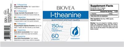 Photo of the BIOVEA L-Theanine 150 mg label