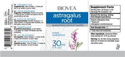 Photo of the BIOVEA Astragalus Root label