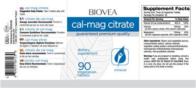 Photo of the BIOVEA Cal-Mag Citrate label