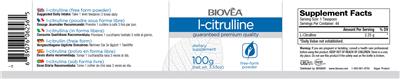 Photo of the BIOVEA L-Citrulline 100 grams label