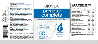 Photo of the BIOVEA Prenatal Complete label