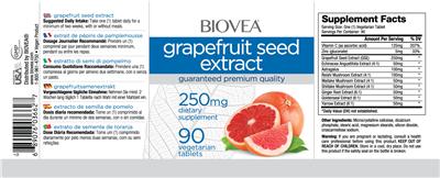 Photo of the BIOVEA Grapefruit Seed Extract 250 mg label