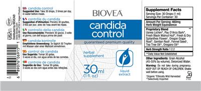 Photo of the BIOVEA Candida Control label