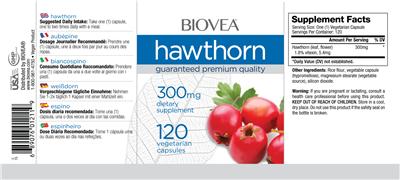 Photo of the BIOVEA Hawthorn 300 mg label