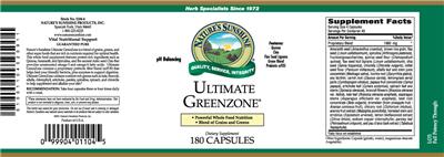 Photo of the Nature's Sunshine Ultimate Greenzone label