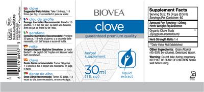 Photo of the BIOVEA Clove label