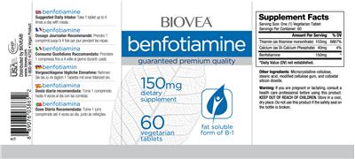 Photo of the BIOVEA Benfotiamine 150 mg label