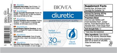 Photo of the BIOVEA Diuretic label