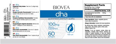 Photo of the BIOVEA DHA 100 mg label