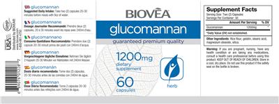 Photo of the BIOVEA Glucomannan 1200 mg label