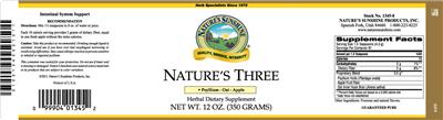 Photo of the Nature's Sunshine Nature's Three label