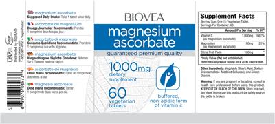 Photo of the BIOVEA Magnesium Ascorbate 1000 mg label