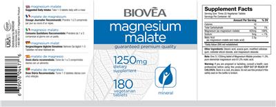 Photo of the BIOVEA Magnesium Malate 1250 mg label