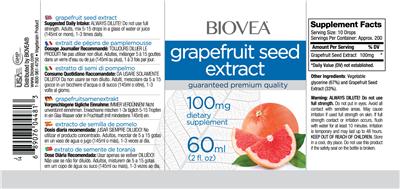 Photo of the BIOVEA Grapefruit Seed Extract 100 mg label
