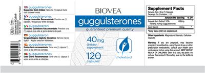 Photo of the BIOVEA Guggulsterones 40 mg label