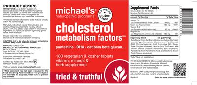 Photo of the Michael's Naturopathic Programs Cholesterol Metabolism Factors label