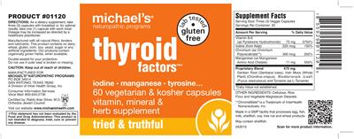 Photo of the Michael's Naturopathic Programs Thyroid Factors label