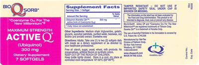 Photo of the Tishcon Corp. Maximum Strength Active Q 300 mg label