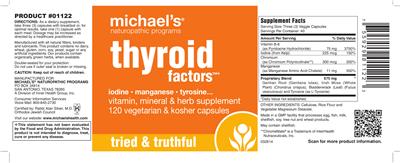 Photo of the Michael's Naturopathic Programs Thyroid Factors label