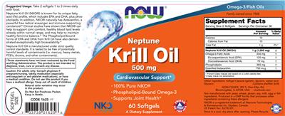 Photo of the NOW Neptune Krill Oil 500 mg label