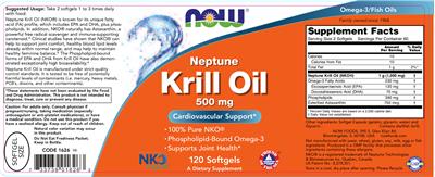 Photo of the NOW Neptune Krill Oil 500 mg label