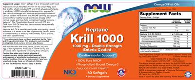 Photo of the NOW Neptune Krill Oil 1000 1000 mg - Double Strength label