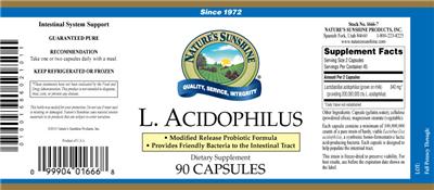 Photo of the Nature's Sunshine L. Acidophilus label