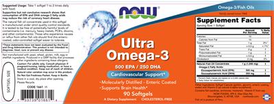Photo of the NOW Ultra Omega-3 label