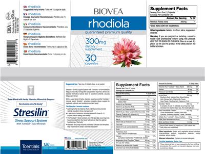 Photo of the BIOVEA Rhodiola 300 mg label