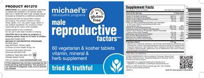 Photo of the Michael's Naturopathic Programs Male Reproductive Factors label
