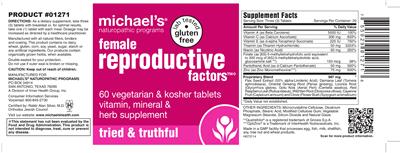 Photo of the Michael's Naturopathic Programs Female Reproductive Factors label