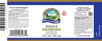 Photo of the Nature's Sunshine Stress-J label