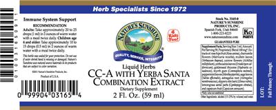 Photo of the Nature's Sunshine CC-A With Yerba Santa Combination Extract label