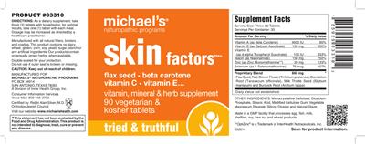 Photo of the Michael's Naturopathic Programs Skin Factors label
