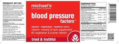 Photo of the Michael's Naturopathic Programs Blood Pressue Factors label