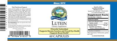 Photo of the Nature's Sunshine Lutein label