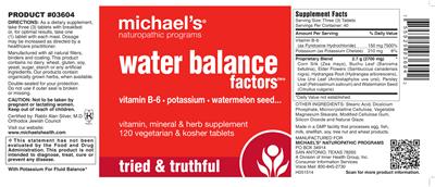 Photo of the Michael's Naturopathic Programs Water Balance Factors label