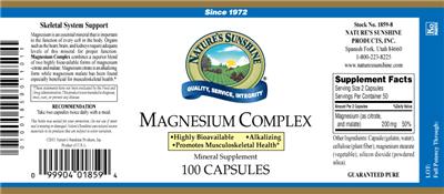 Photo of the Nature's Sunshine Magnesium Complex label