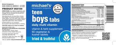 Photo of the Michael's Naturopathic Programs Teen Boys Tabs Daily Multi Vitamin label