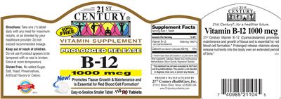 Photo of the 21st Century B-12 1000 mcg label