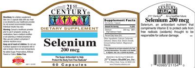 Photo of the 21st Century Selenium 200 mcg label